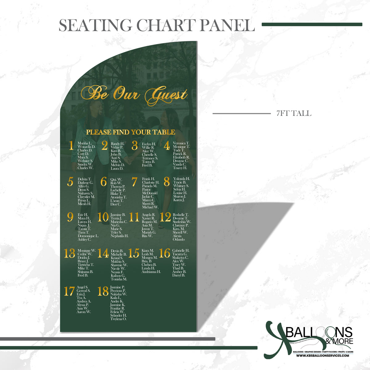 7ft Seating Chart Panel KB Balloons and More
