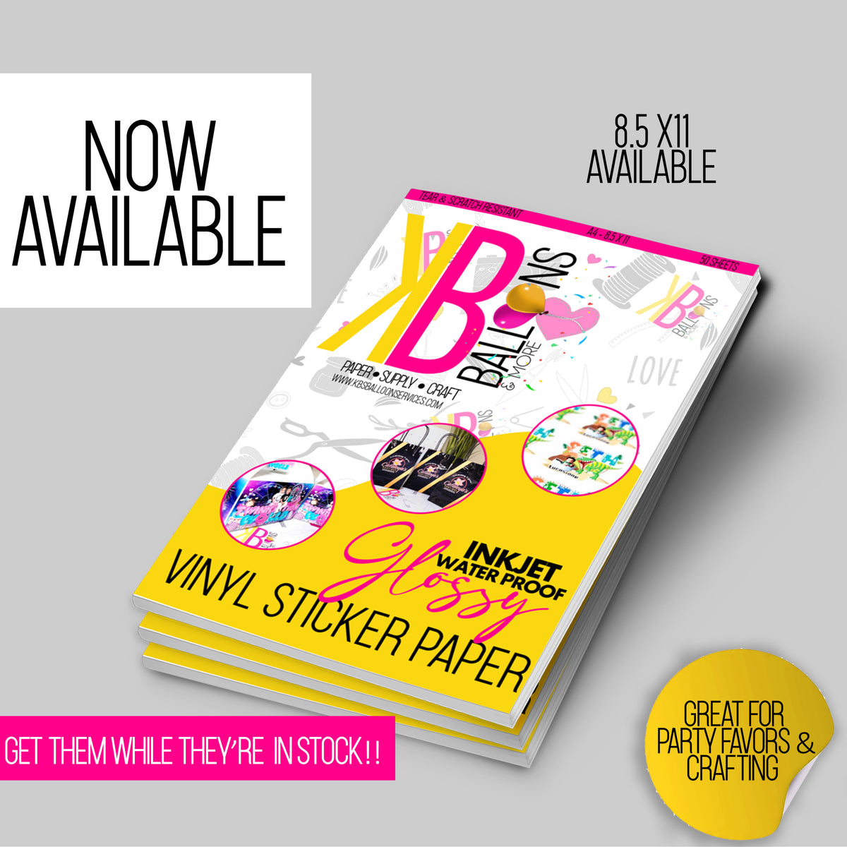Ultra Glossy Waterproof Vinyl Sticker Paper – KB Balloons and More